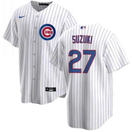 Youth Chicago Cubs #27 Seiya Suzuki White Cool Base Stitched Baseball Jersey