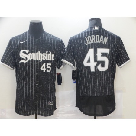 Men's Chicago White Sox #45 Michael Jordan 2021 Black City Connect Flex Base Stitched Jersey