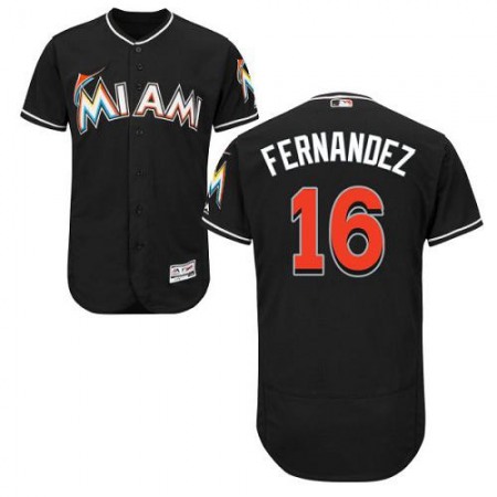 marlins #16 Jose Fernandez Black Flexbase Authentic Collection Stitched MLB Jersey