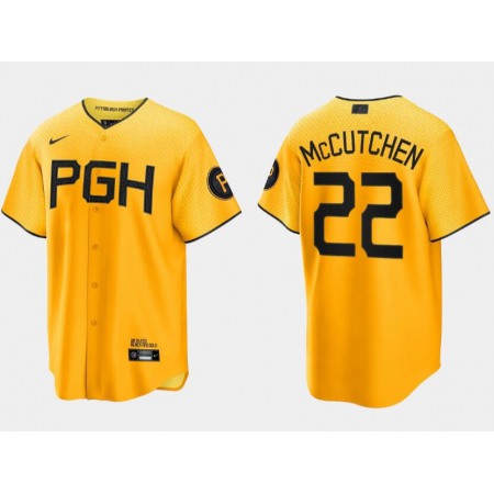 Men's Pittsburgh Pirates #22 Andrew McCutchen Gold 2023 City Connect Stitched Jersey