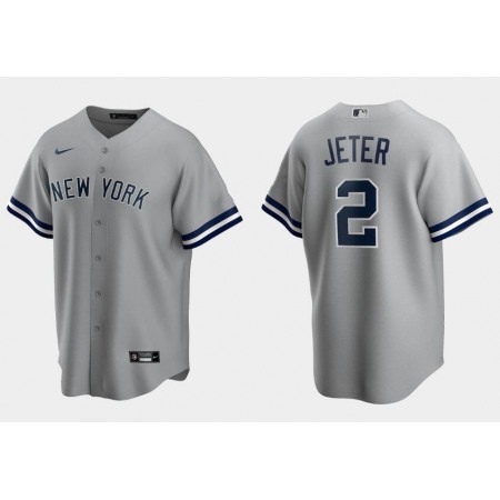 Youth New York Yankees #2 Derek Jeter Grey Stitched Baseball Jersey