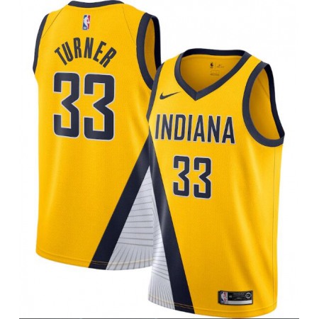 Men's Indiana Pacers #33 Myles Turner Yellow Statement Edition Swingman Stitched Jersey