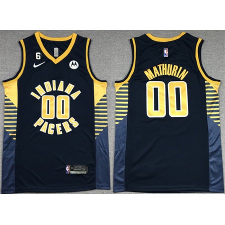 Men's Indiana Pacers #00 Bennedict Mathurin Black With NO.6 Patch Stitched Basketball Jersey