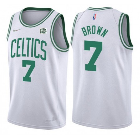 Men's Boston Celtics #7 Jaylen Brown 75th Anniversary White Stitched Basketball Jersey