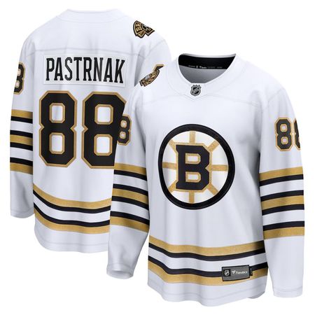 Men's Boston Bruins #88 David Pastrnak White 100th Anniversary Jersey