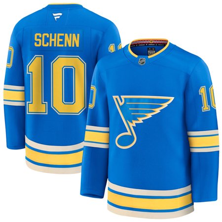 Men's St. Louis Blues #10 Brayden Schenn Blue 2025 With C Patch Stitched Hockey Premium Jersey