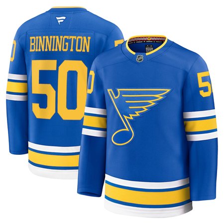 Men's St. Louis Blues #50 Jordan Binnington Blue 2025 Stitched Hockey Premium Jersey