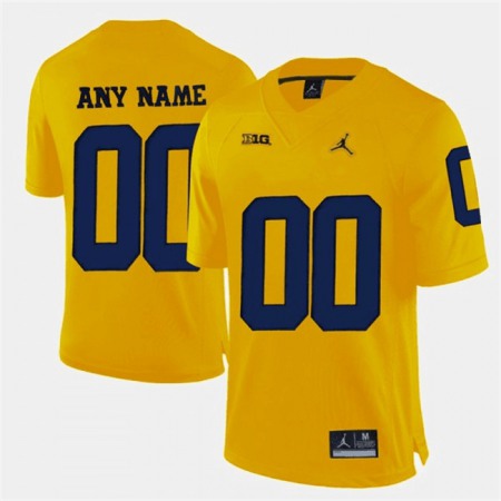 Men's Michigan Wolverines Custom Yellow Stitched Jersey