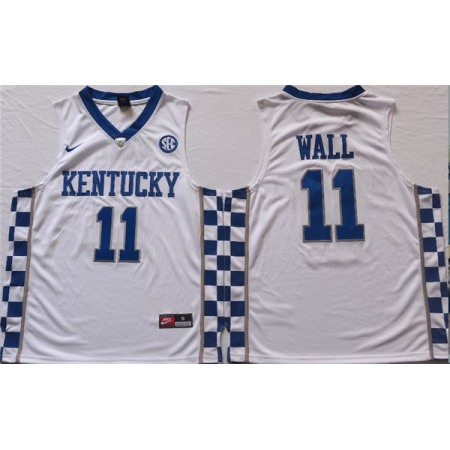 Men's Kentucky Wildcats #11 John Wall White Stitched Jersey