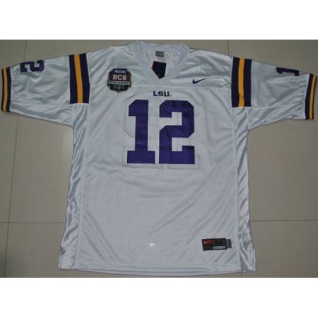 LSU Tigers #12 Jarrett Lee White 2012 BCS Championship Patch Stitched NCAA Jersey