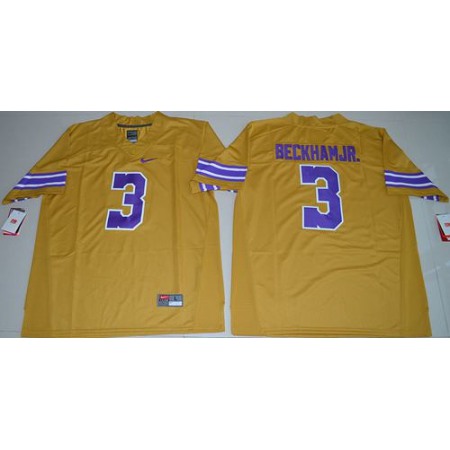 LSU Tigers #3 Odell Beckham Jr Gridiron Gold Limited Legend Stitched NCAA Jersey