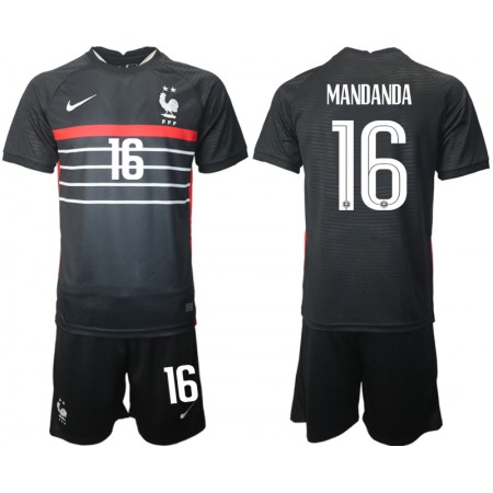 Men's France #16 Mandanda Black Home Soccer Jersey Suit