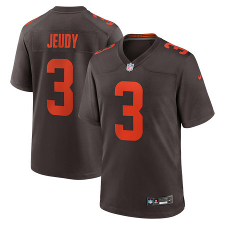 Men's Cleveland Browns #3 Jerry Jeudy Nike Brown Alpha Dawg Game Jersey