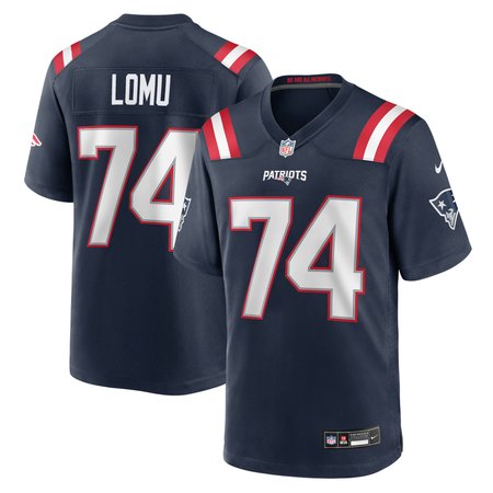 Men's New England Patriots #74 Caleb Lomu Navy 2026 NFL Draft Game Jersey
