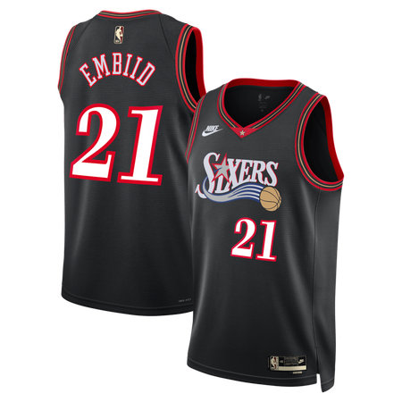 Women's Philadelphia 76ers #21 Joel Embiid Nike Black Classic Edition Jersey