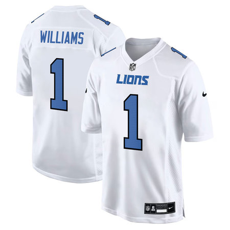 Men's Detroit Lions #1 Jameson Williams Tundra White Fashion Game Jersey