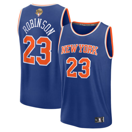 Men's New York Knicks #23 Mitchell Robinson Blue 2026 NBA Finals Patch Fast Break Icon Edition Replica Jersey
