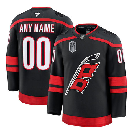 Men's Carolina Hurricanes Black 2026 Stanley Cup Final Home Premium Custom Jersey
