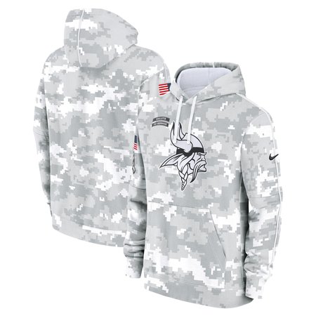 Youth Minnesota Vikings Nike White/Gray 2024 Salute To Service Pullover Hoodie