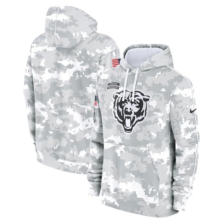 Youth Chicago Bears Nike White/Gray 2024 Salute To Service Pullover Hoodie