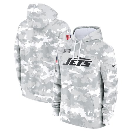 Youth New York Jets Nike White/Gray 2024 Salute To Service Pullover Hoodie