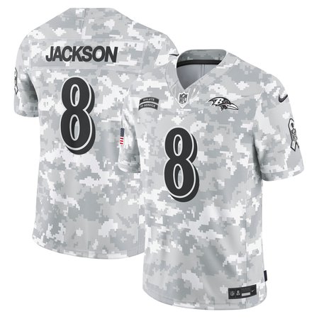 Men's Baltimore Ravens Lamar Jackson Nike Arctic Camo 2024 Salute to Service Limited Jersey