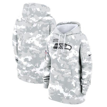 Women's Seattle Seahawks Nike Arctic Camo 2024 Salute To Service Club Fleece Pullover Hoodie