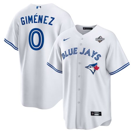 Youth Toronto Blue Jays #0 Andres Gimenez Nike 2025 World Series White Home Replica Jersey