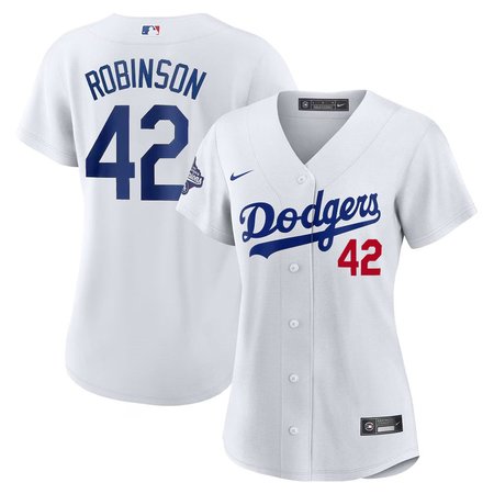 Women's Los Angeles Dodgers #42 Jackie Robinson Nike White 2025 World Series Champions Home Limited Jersey