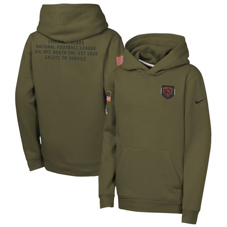 Youth Chicago Bears Olive 2025 Salute to Service Club Fleece Hoodie