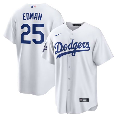 Youth Los Angeles Dodgers #25 Tommy Edman Nike White 2025 World Series Champions Home Replica Jersey