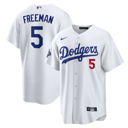 Men's Los Angeles Dodgers #5 Freddie Freeman Nike White Home 2025 World Series Champions Limited Jersey