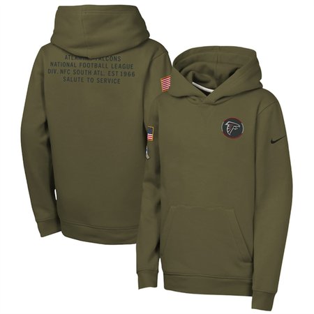 Youth Atlanta Falcons Olive 2025 Salute to Service Club Fleece Hoodie