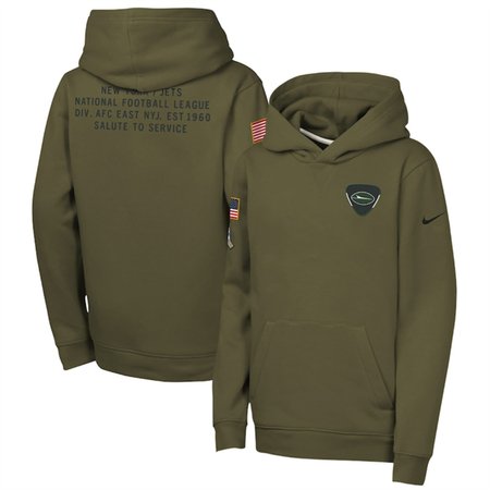 Youth New York Jets Olive 2025 Salute to Service Club Fleece Hoodie