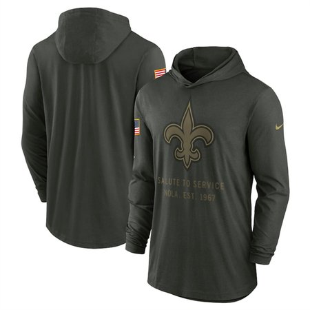 Men's New Orleans Saints Forest Green 2025 Salute to Service Sideline Dri-FIT Lightweight Pullover Hoodie