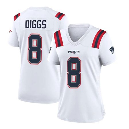 Women's New England Patriots #8 Stefon Diggs White Game Jersey