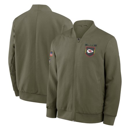 Men's Kansas City Chiefs Olive 2025 Salute to Service Sideline Full-Zip Bomber Jacket