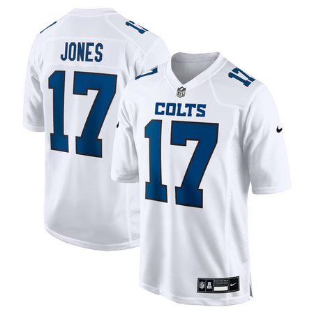 Men's Indianapolis Colts #17 Daniel Jones Tundra White Fashion Game Jersey