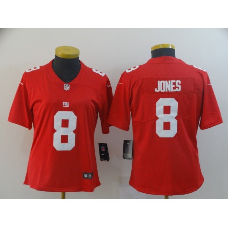 Women's New York Giants #8 Daniel Jones Red Vapor Untouchable Limited Stitched NFL Jersey(Run Small)