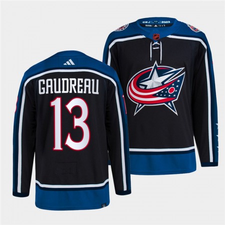 Men's Columbus Blue Jackets #13 Johnny Gaudreau Black 2022-23 Reverse Retro Stitched Jersey