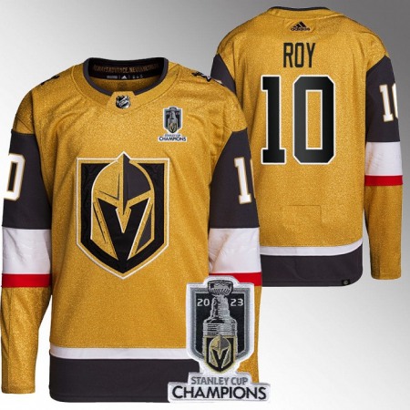 Men's Vegas Golden Knights #10 Nicolas Roy Gold 2023 Stanley Cup Champions Stitched Jersey