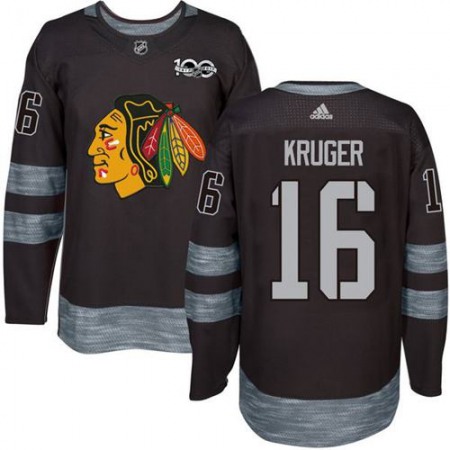 Blackhawks #16 Marcus Kruger Black 1917-2017 100th Anniversary Stitched NHL Jersey