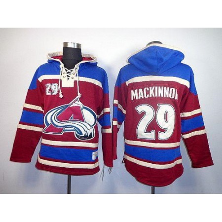 Avalanche #29 Nathan MacKinnon Red Sawyer Hooded Sweatshirt Stitched NHL Jersey